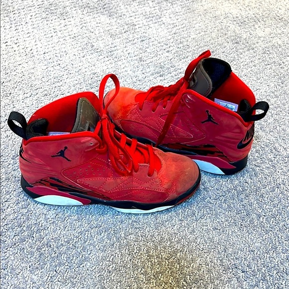 Jordan Other - Jordan Red and Black High-Top Sneakers with Mesh Design